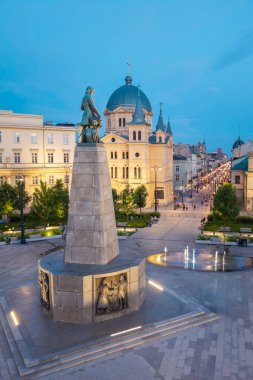 Lodz şehri, Özgürlük Meydanı manzarası. Lodz, Polonya.