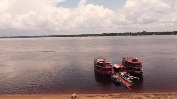 Novo Airao Amazonas Brazil November 2022 Passenger Boats Rio Negro — Stock Video