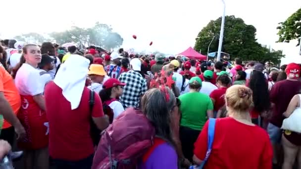 Brasilia Brezilya Jan 12023 Lula Taraftarları Yeni Başkanlarını Desteklemek Amacıyla — Stok video