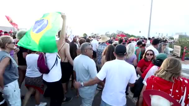Μπραζίλια Βραζιλία Ιαν 2023 Υποστηρικτές Της Λούλα Κατεβαίνουν Την Εσπλανάδα — Αρχείο Βίντεο
