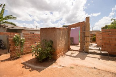 Planaltina, Goias, Brazil, February 25 2023 A poorly constructed home in Planaltina that was on the verge of collapsing and now is being rebuilt
