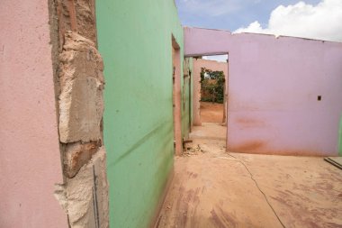 Planaltina, Goias, Brazil, February 25 2023 A poorly constructed home in Planaltina that was on the verge of collapsing and now is being rebuilt