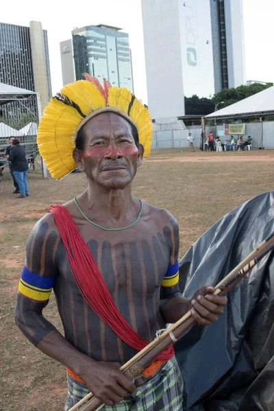 Brasilia Brasilien Juni 2023 Indigene Aus Verschiedenen Stämmen Aus Ganz — Stockfoto