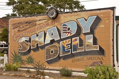 Bisbee, Arizona, 31 Temmuz 2010 Bisbee 'deki Shady Dell karavan parkına giriş