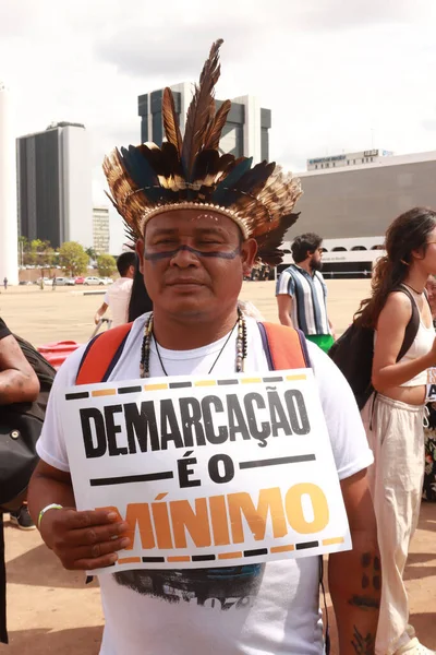 Brasilia Brasile Agosto 2023 Indigeni Indigeni Provenienti Diverse Parti Del — Foto Stock