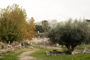 Yunanistan 'ın Atina kentindeki Roma Agorası' nın kalıntıları