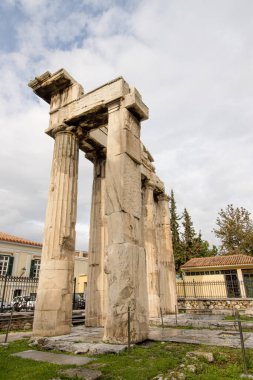 Atina 'daki Plaka mahallesi yakınlarındaki Roma Agora' da Antik Kalıntılar