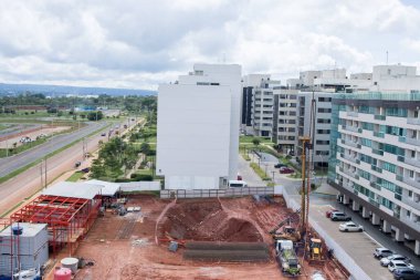 Brasilia, DF, Brezilya 9 Şubat 2024 Kuzeybatı Brasilia 'nın 311. Bloğunda yeni bir apartman inşaatı 