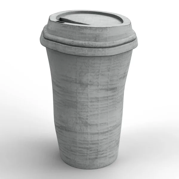 白を背景にしたクランブル ダーティコーヒープラスチックカップ 3Dイラスト クリッピングパス付きファイル — ストック写真