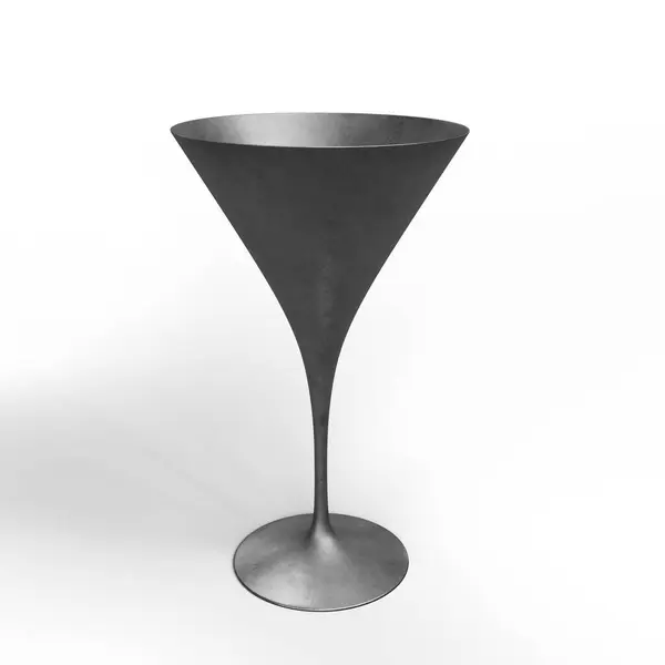 白色背景的空银豪华鸡尾酒杯 3D说明 带有裁剪路径的文件 — 图库照片