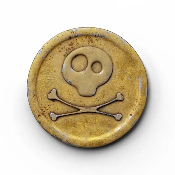 Монета Піратським Знаком Череп Кістки Ілюстрація Досягни Хороших Результатів — стокове фото