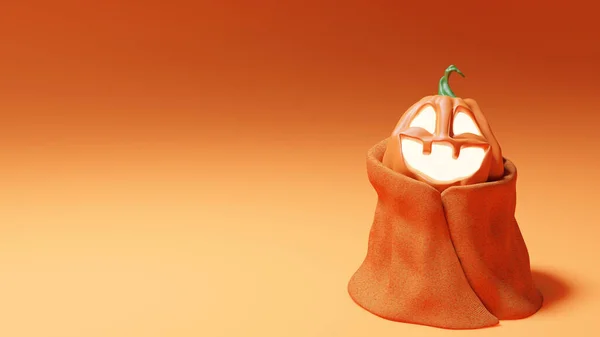 Cute Halloween Pumpkin Zawinięte Różowy Ręcznik Dynia Ręcznikiem Wokół Ciała — Zdjęcie stockowe