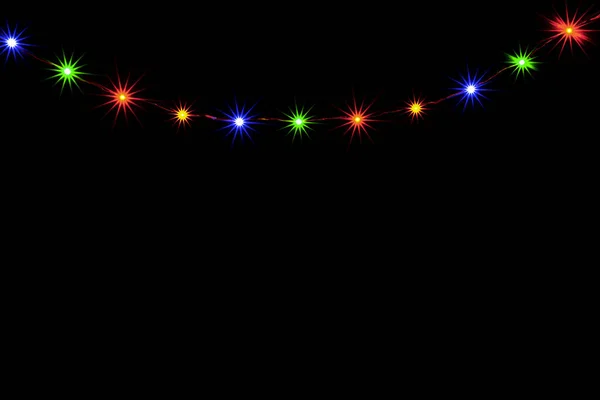 Χριστουγεννιάτικα Φώτα Γιρλάντα Μικρά Πολύχρωμα Led Λαμπτήρες Που Λάμπουν Μαύρο — Φωτογραφία Αρχείου