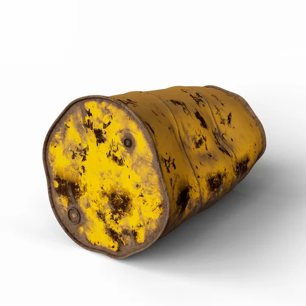 Old Steel Rust Dirty Crumpled Barrel Illustration File Clipping Path — Stock Photo, Image