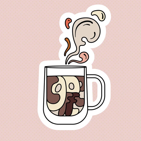 Icona Etichetta Logo Della Tazza Caffè Retro Colori Stile Illustrazione — Vettoriale Stock