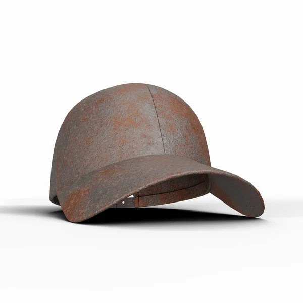 Mockup Için Beyaz Arkaplanda Paslı Demir Şapka Illustration Clipping Path — Stok fotoğraf