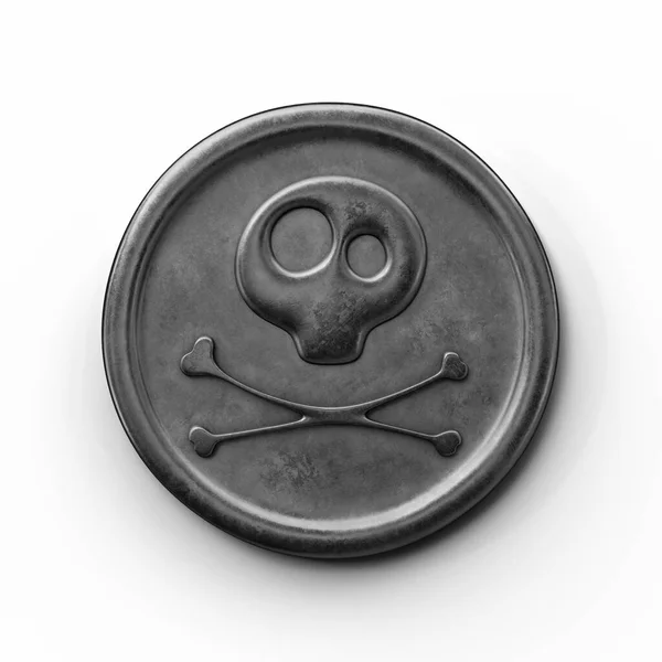 Срібна Монета Піратським Знаком Череп Кістки Ілюстрація Досягни Хороших Результатів — стокове фото