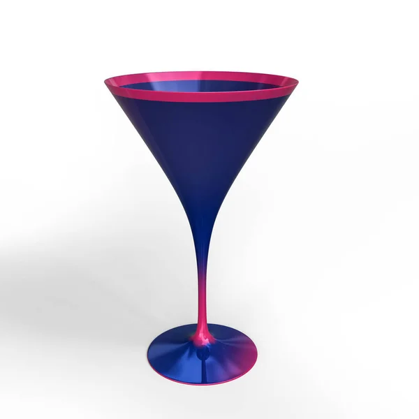 白色背景的空紫色玻璃杯 3D说明 带有裁剪路径的文件 — 图库照片