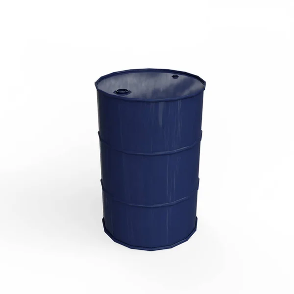 Stål Drum Barrel Målade Blå Färg Illustration Filer Med Klippbana — Stockfoto