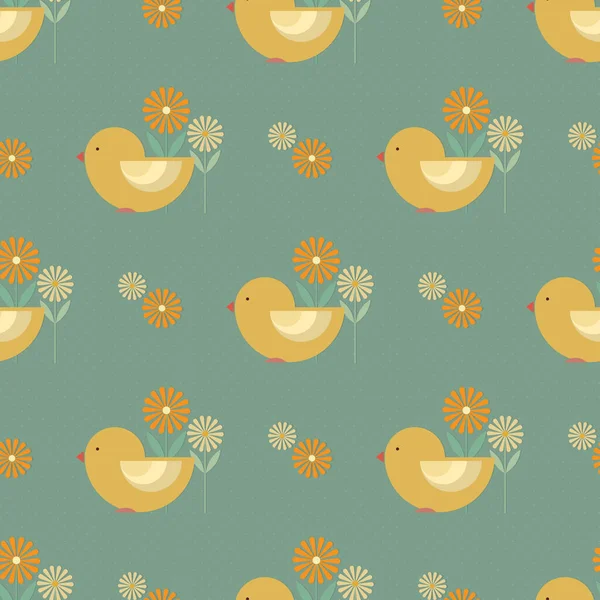 Colorful Beautiful Birds Seamless Pattern Textile Wallpaper Background — Stock Vector