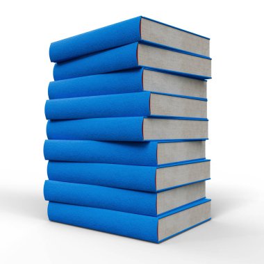 Kitap Yığını. Okuma, Bilim ve Edebiyat Kalıbı. 3D Illustration. Clipping Path ile Dosya.