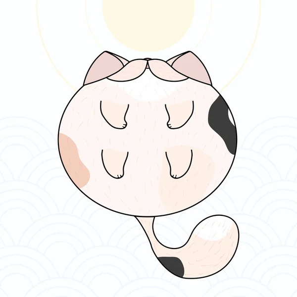 Χαριτωμένη Γάτα Kawaii Που Πετάει Στον Ουρανό Σχεδιασμός Για Κάρτα — Διανυσματικό Αρχείο