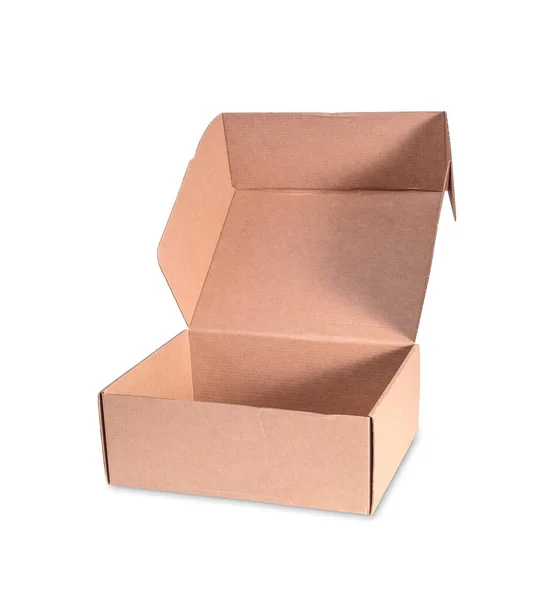 Картонна Коробка Ізольована Білому Тлі Файл Відсічним Контуром — стокове фото