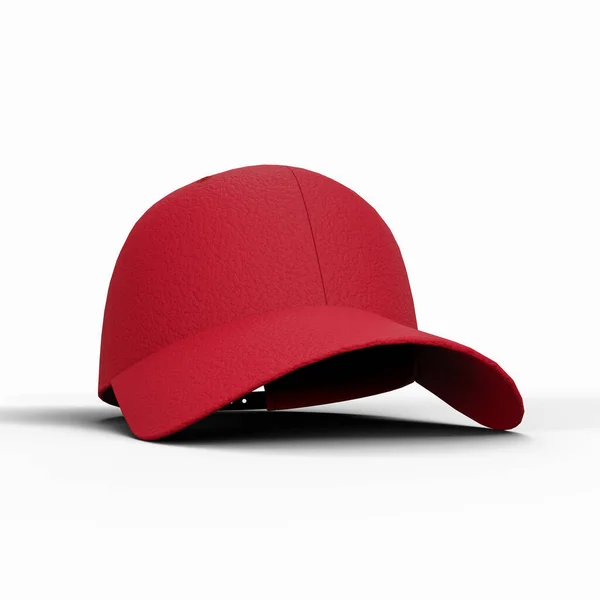 Red Leather Cap Vit Bakgrund För Mockup Illustration Filer Med — Stockfoto