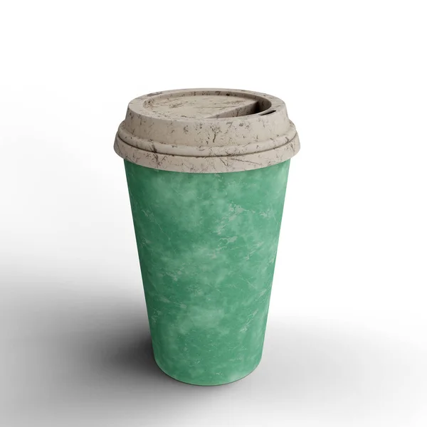 Coffee Jade Cup Marble Lid White Background Illustration File Clipping — Stock Photo, Image