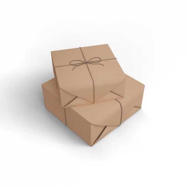 Kotak Hadiah Dengan Thread Templat Untuk Present Valentine Birthday Wedding — Stok Foto