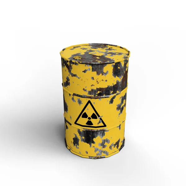 放射線や原子力危険標識とスチールドラムバレル 3Dイラスト クリッピングパス付きファイル — ストック写真