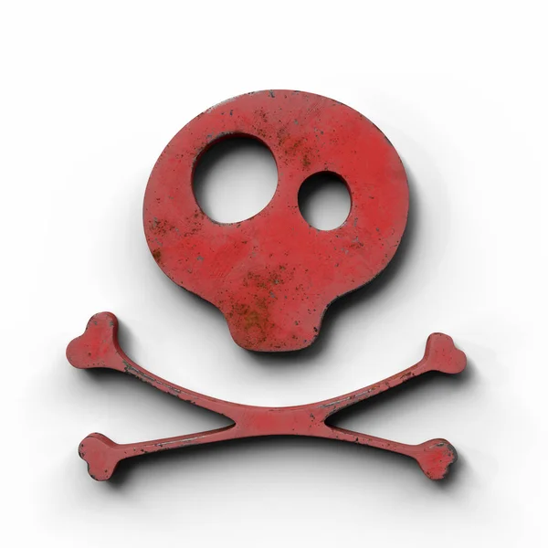 Піратський Пофарбований Сталевий Знак Черепом Кістками Ілюстрація Файл Відсічним Контуром — стокове фото