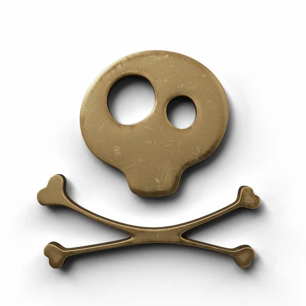 stock image Pirate Gold Sign with Skull and Bones. 3D Illustration. File with Clipping Path.