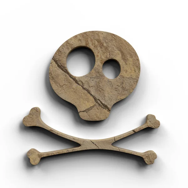 海盗砂岩的标志与骷髅和骨头 3D说明 带有裁剪路径的文件 — 图库照片