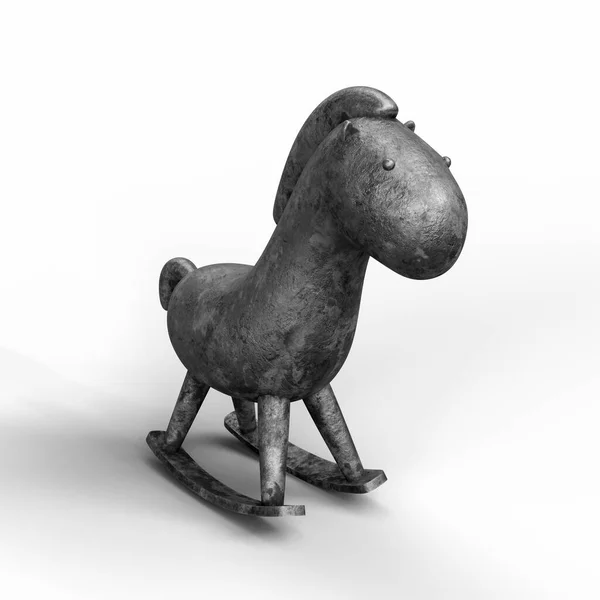 Rocking Old Iron Horse Toy Illustration White Background File Clipping — Stock Photo, Image
