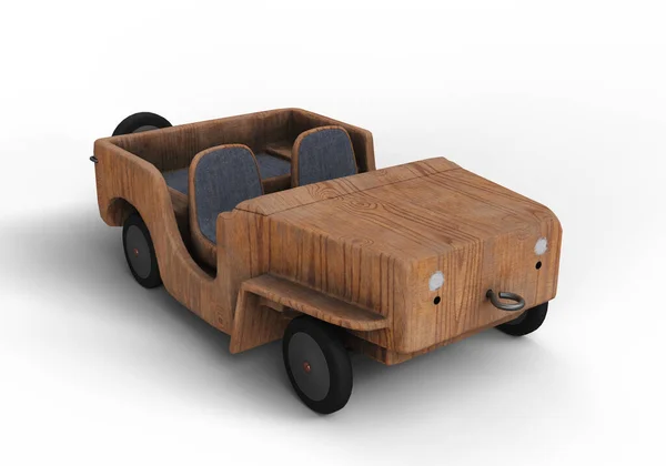 Vintage Wooden Toy Car Illustration File Clipping Path — Stock Photo, Image