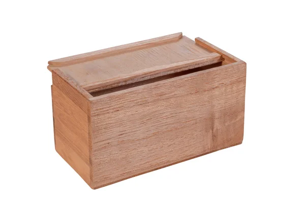 Vintage Wooden Open Little Box Vit Bakgrund Filer Med Klippbana — Stockfoto