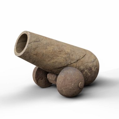 Klasik Ortaçağ Taş Topu. 3D Illustration. Clipping Path ile Dosya.