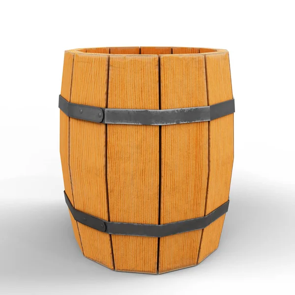 老木桶桶桶 3D说明 带有裁剪路径的文件 — 图库照片