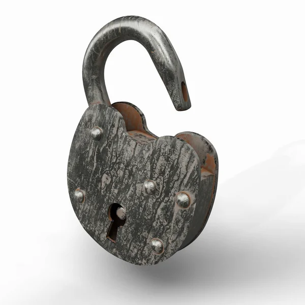 Dirty Silver Padlock Keyhole Illustration File Clipping Path — Stock Photo, Image