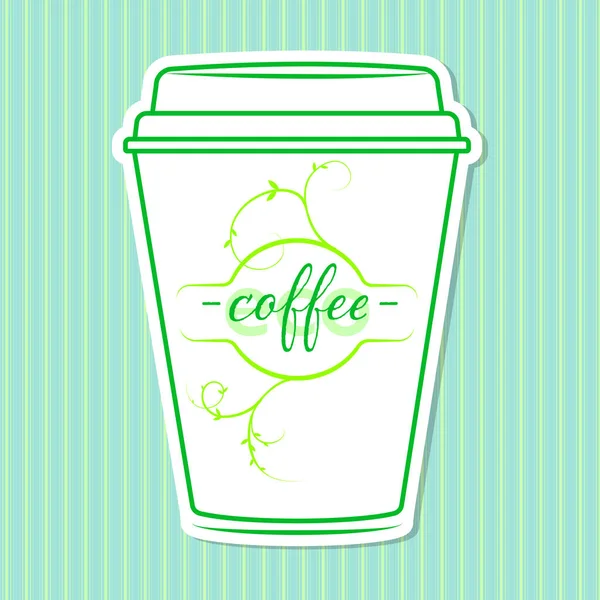 Filiżanka Eco Coffee Zielony Kolor Ikona Lub Szablon — Wektor stockowy