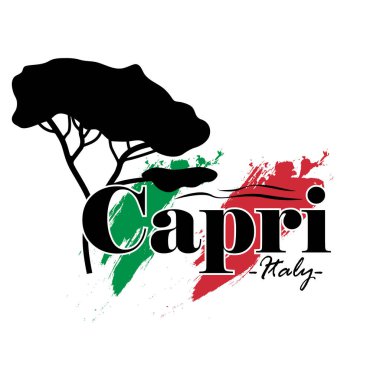 Capri Adası İtalya Poster, Etiket, Bayrak, Kart, Tekstil Tasarımı Logosu. 