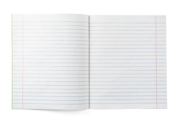 Lined Pages 'in beyaz arka planda izole edildiği okul defteri. Clipping Path ile Dosya.