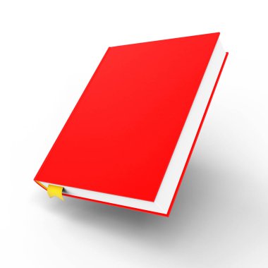 Gölgeli Boş Kitap Model Tasarımı. Eğitim, Öğrenim, Okuma, Bilim ve Edebiyat Şablonu. 3D Illustration. Clipping Path ile Dosya.