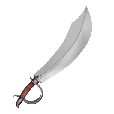 Kılıç kılıcı beyaz arka planda izole edildi. 3D Illustration. Clipping Path ile Dosya.