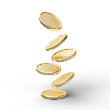 Beyaz Arkaplanda Altın Para. 3D Illustration. Kırpma Yolu Olan Dosya.