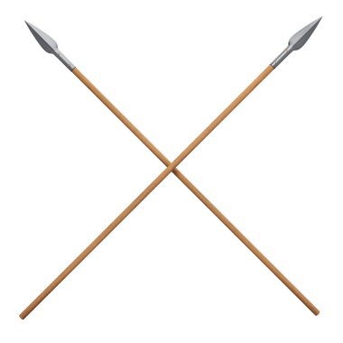 Mızrak Melee silahı beyaz arka planda izole edildi. 3D Illustration. Clipping Path ile Dosya.