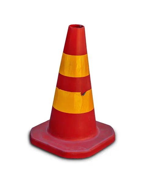 Trafik konisi izole edildi. Güvenlik İşareti Şablonu. Clipping Path ile Dosya.