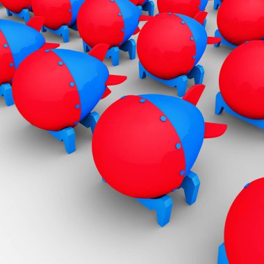 Beyaz Arkaplanda Atom Bombası. Nükleer Savaş Sembollerinden biri. 3D Illustration. Clipping Path ile Dosya.