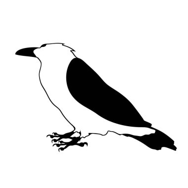 A stylized black and white silhouette representation of a bird seated gracefully. This vector graphic illustrates simplicity and elegance, ideal for use in logos, designs, and artwork. clipart